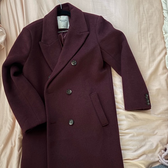 Abercrombie & Fitch Burgundy Tailored Top Coat - Picture 9 of 9